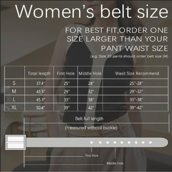 Women’s Leather Belt - Black with Gold Buckle - Picture 4 of 4